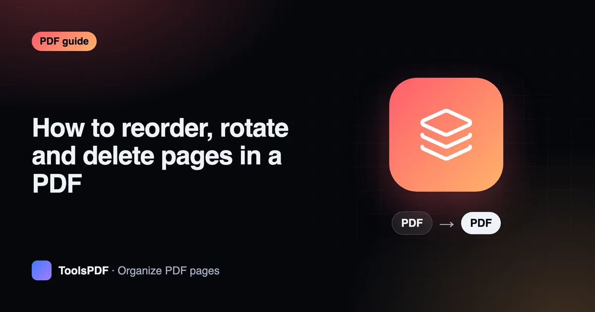 How to reorder, rotate and delete pages in a PDF