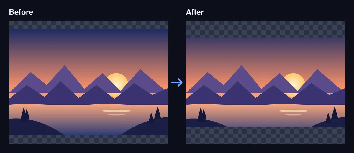 Before and after using Crop image
