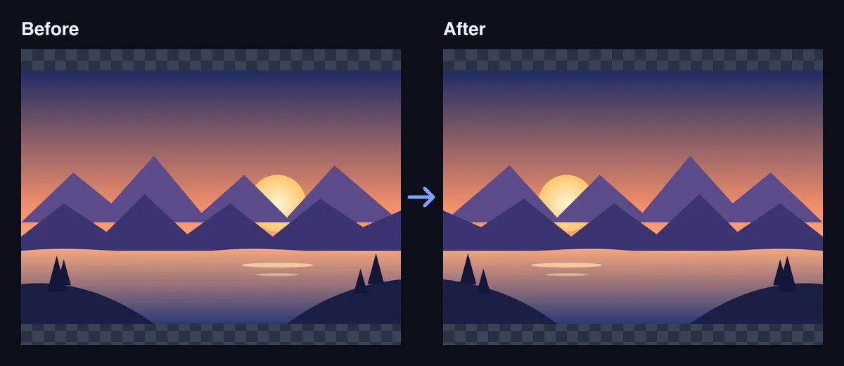 Before and after using Flip image