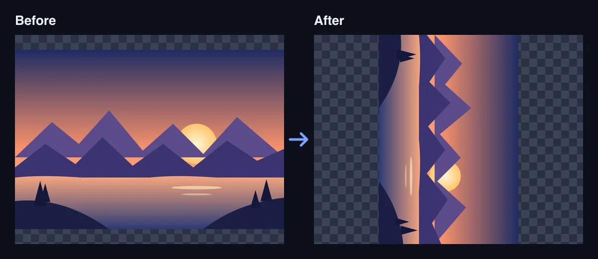 Before and after using Rotate image